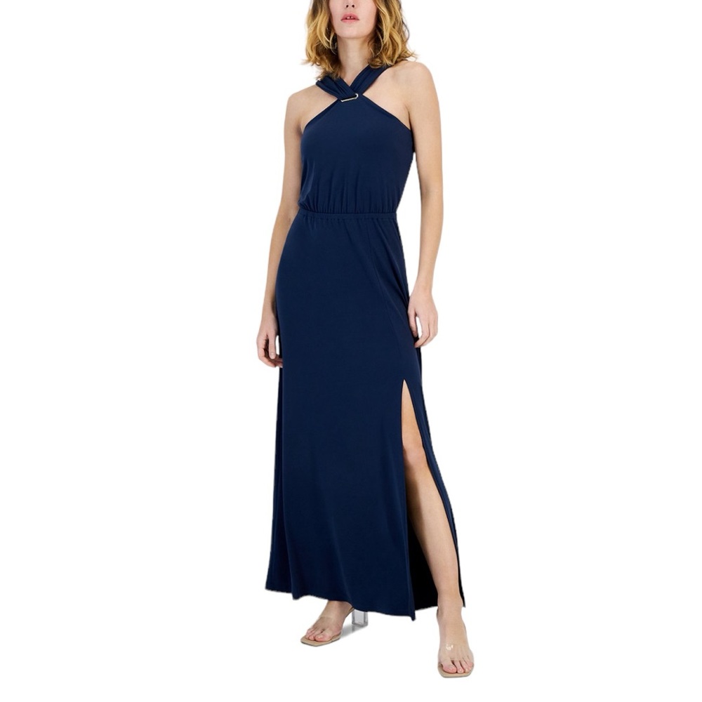 I.N.C. International Concepts XL Navy Sleeveless Halter-Neck Maxi NWT